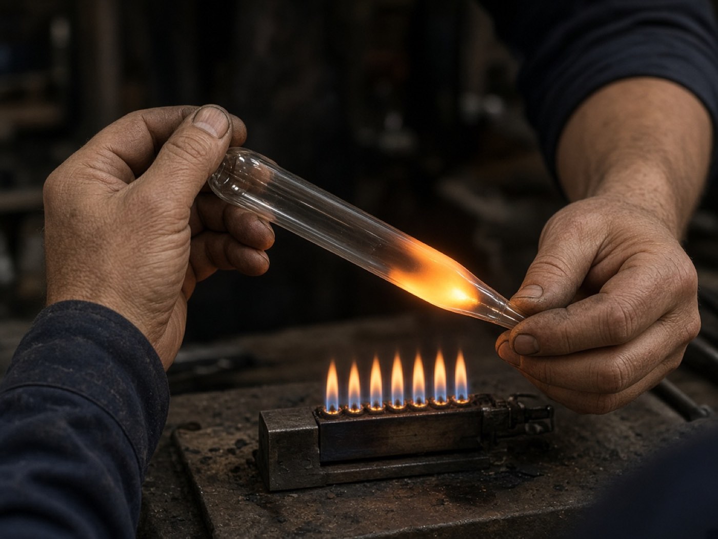 Glass over the ribbon burner